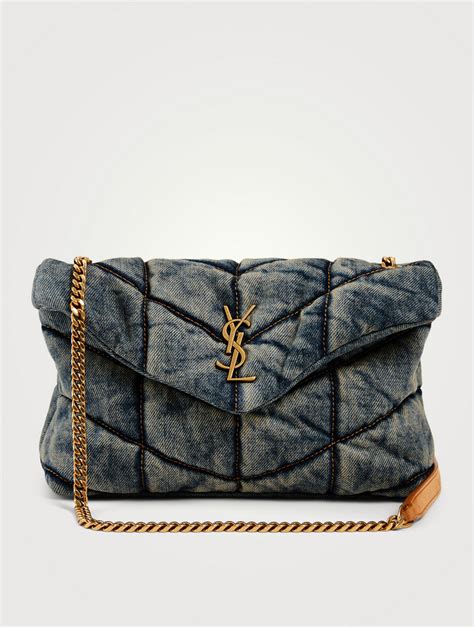 ysl bag denim|YSL denim puffer bag.